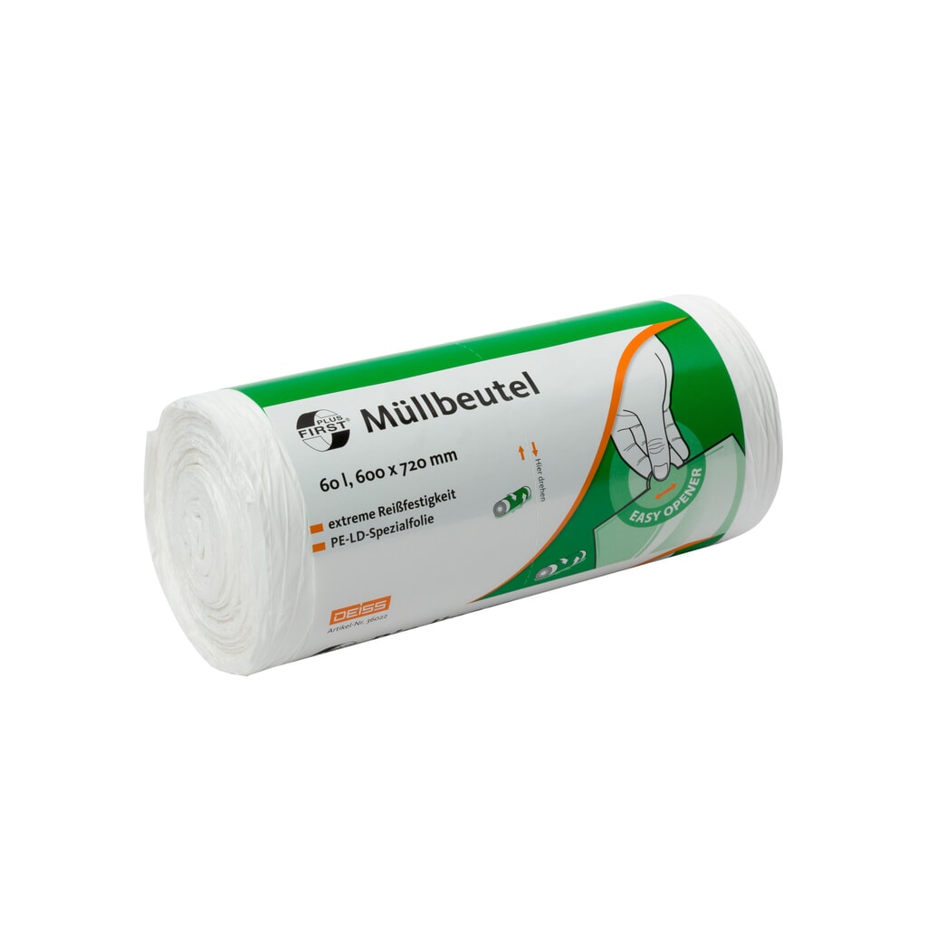 DEISS FIRST PLUS 60 L 600 x 720 mm LDPE 50 ks/roll 20 koliek/balenie Obrázok výrobku: DEISS FIRST PLUS 60 L 600 x 720 mm LDPE 50 ks/roll 20 koliek/balenie