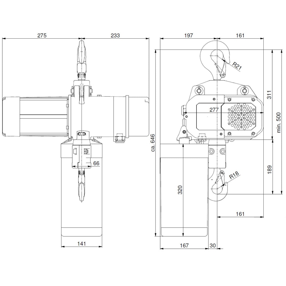Číslo obrázka výrobku 6: Elektrický kladkostroj LIFTKET S-Line so závesným hákom, nosnosť 1 000 kg, 6/1,5 m/min