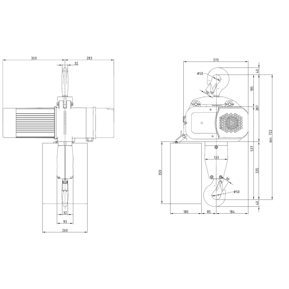 Číslo obrázka výrobku 6: Elektrický kladkostroj LIFTKET S-Line so závesným hákom, nosnosť 3 200 kg, 4/1 m/min