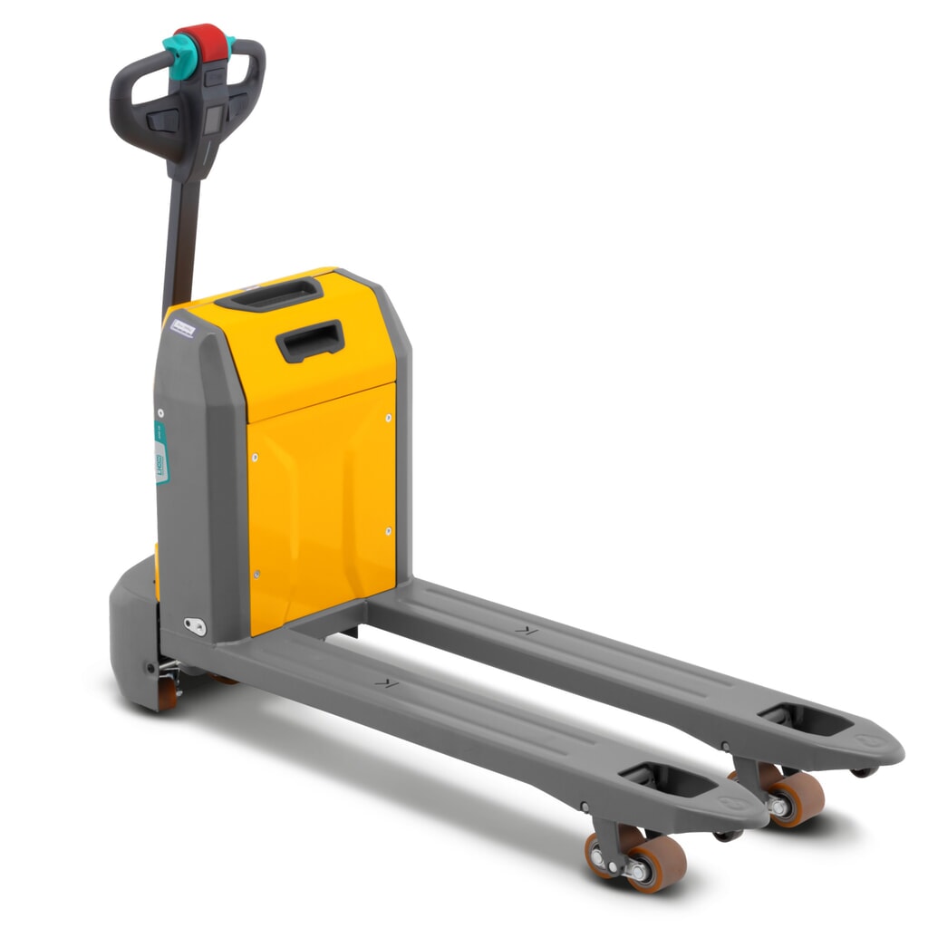 Elektrický paletový vozík Jungheinrich AME 18, nosnosť 1 800 kg, dĺžka vidlíc 1 150 mm, špeciálna šírka vidlíc 670 mm, tandemové kolieska Číslo obrázka výrobku 1: Elektrický paletový vozík Jungheinrich AME 18, nosnosť 1 800 kg, dĺžka vidlíc 1 150 mm, špeciálna šírka vidlíc 670 mm, tandemové kolieska