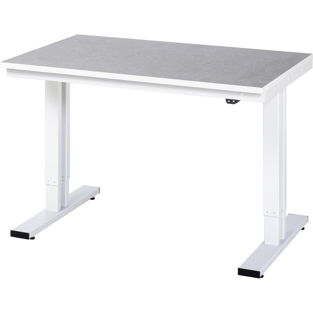 Obrázok výrobku: Elektricky výškovo nastaviteľný pracovný stôl RAU série adlatus 300, v × š × h 720 – 1 120 × 1 250 × 800 mm, pracovná doska s linoleovým/univerzálnym povrchom