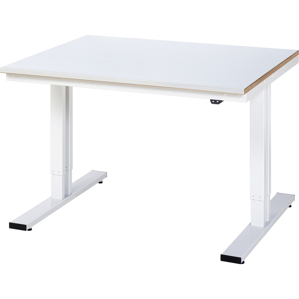 Číslo obrázka výrobku 1: Elektricky výškovo nastaviteľný pracovný stôl RAU série adlatus 300, v × š × h 720 – 1 120 × 1 250 × 1 000 mm, pracovná doska s povrchom z oceľového plechu