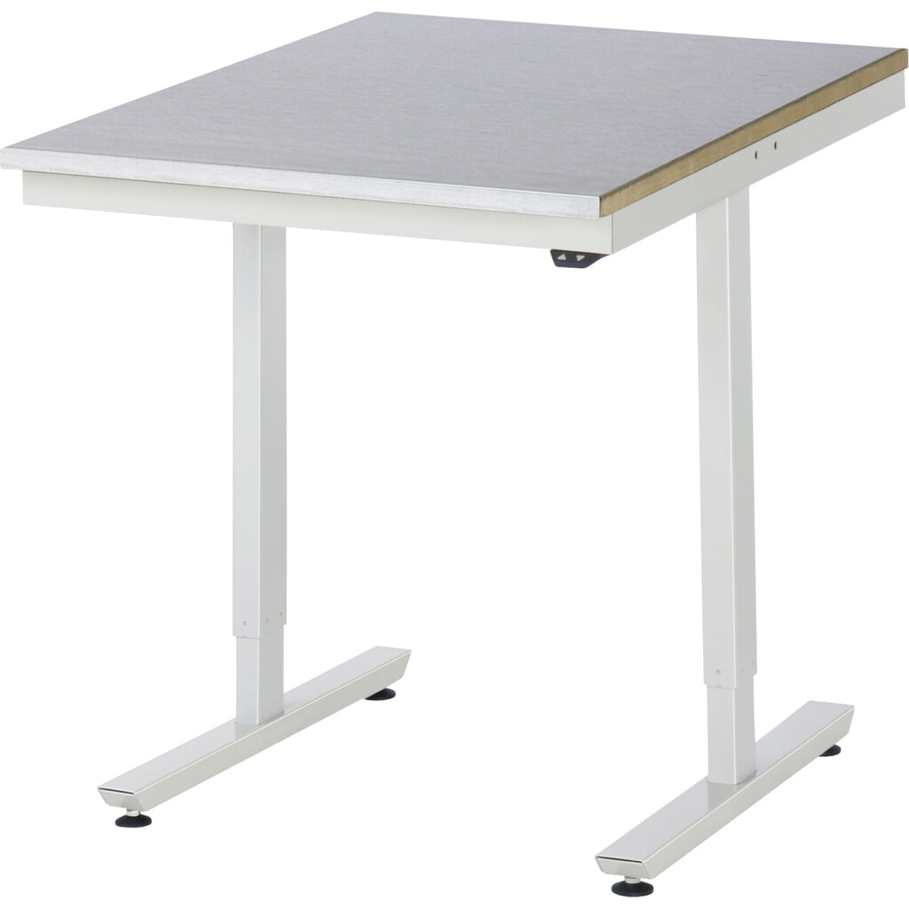 Obrázok výrobku: Elektrický, výškovo nastaviteľný pracovný stôl RAU série adlatus 300, v × š × h 720 – 1 120 × 750 × 1 000 mm, pracovná doska s povrchom z oceľového plechu