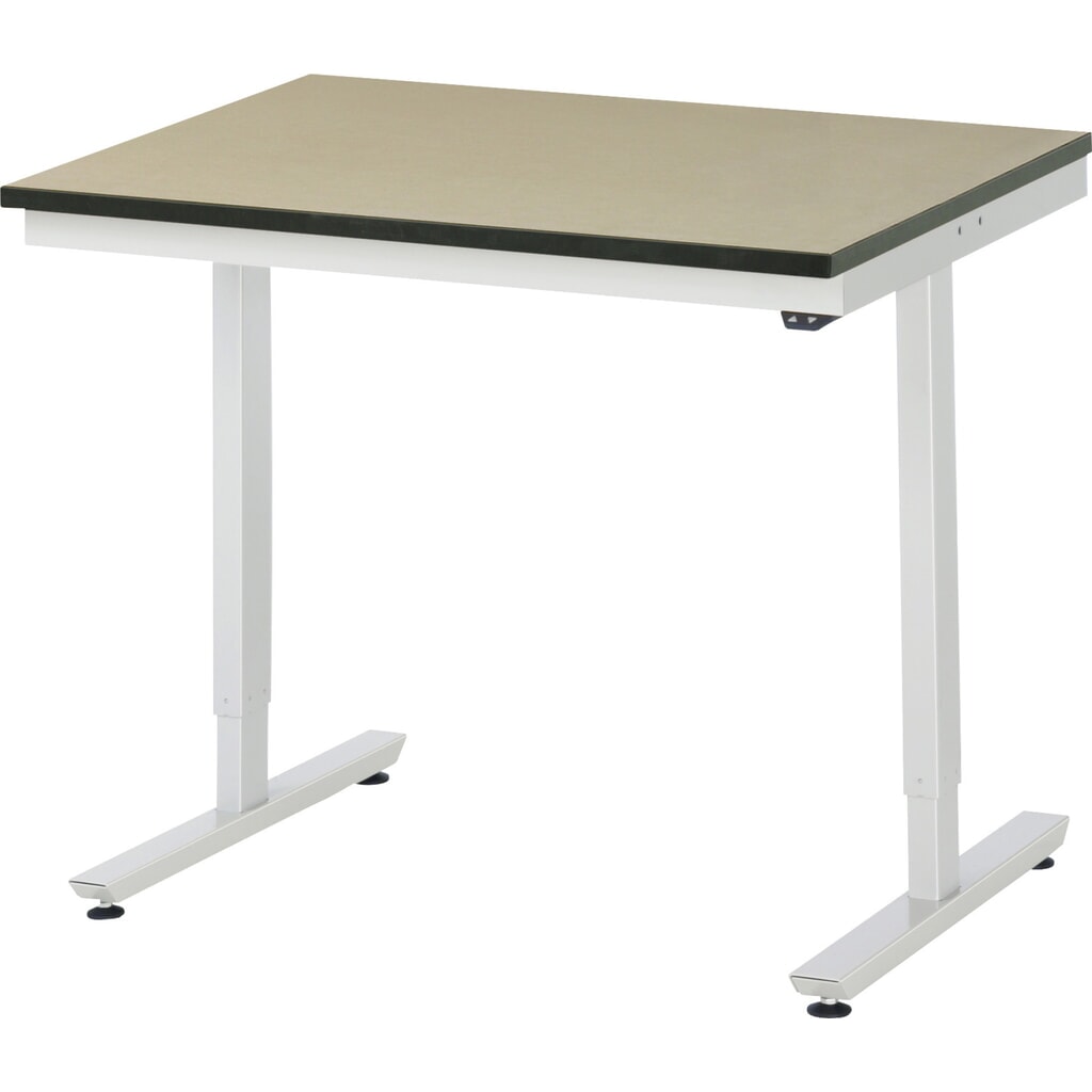 Obrázok výrobku: Elektrický, výškovo nastaviteľný pracovný stôl RAU série adlatus 300, v × š × h 720 – 1 120 × 1 000 × 800 mm, pracovná doska z MDF