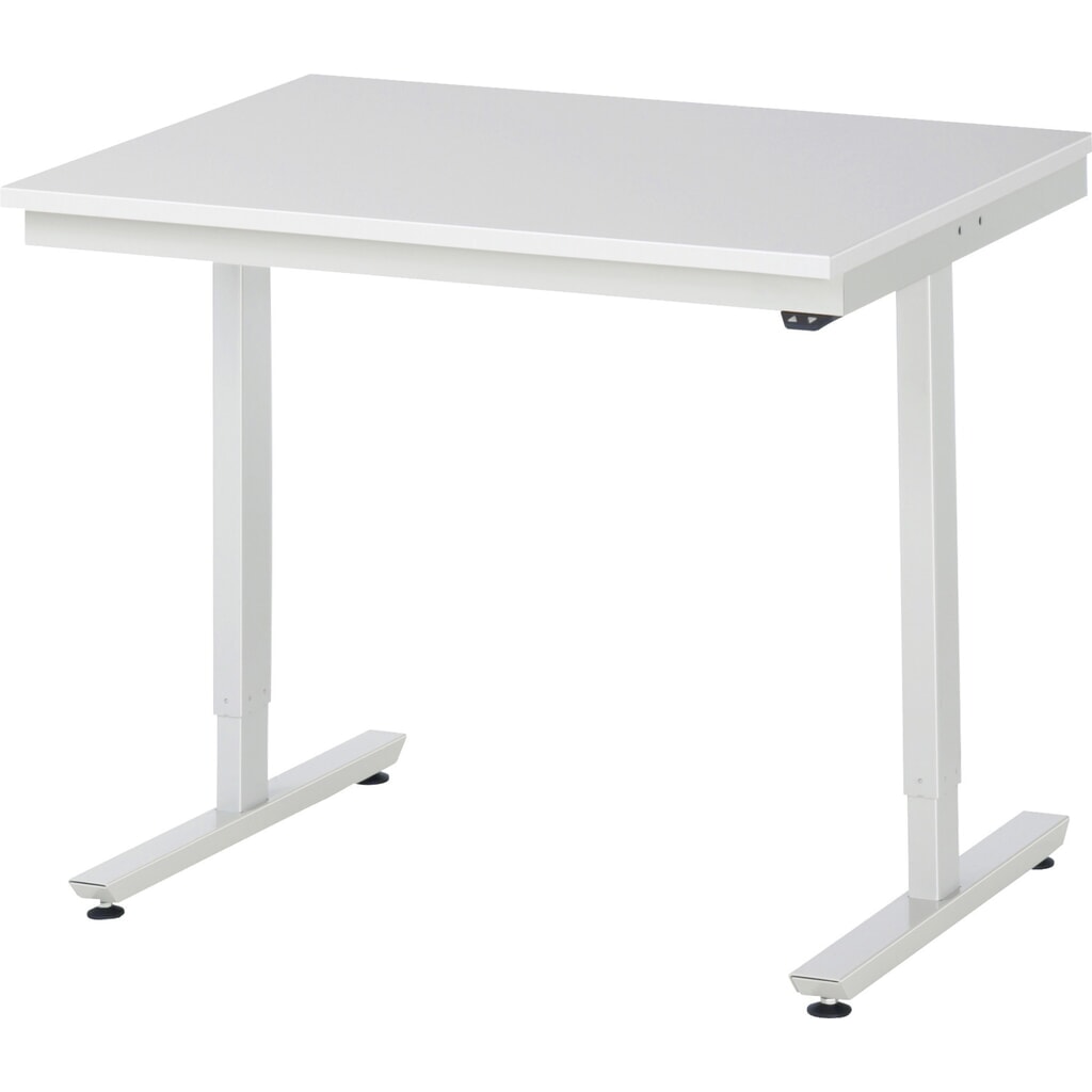 Obrázok výrobku: Elektrický, výškovo nastaviteľný pracovný stôl RAU série adlatus 300, v × š × h 720 – 1 120 × 1 000 × 800 mm, pracovná doska s melamínovým povrchom