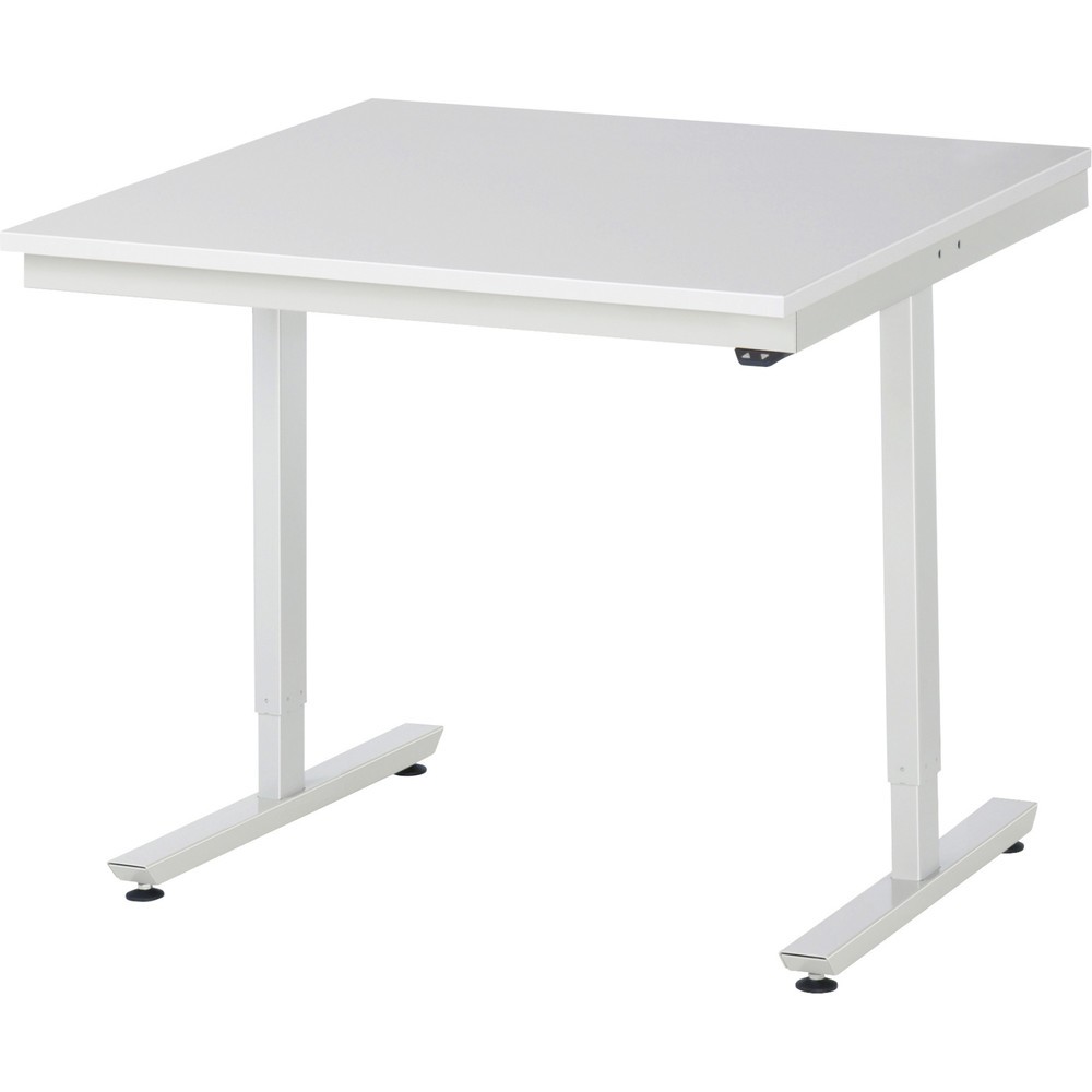 Obrázok výrobku: Elektrický, výškovo nastaviteľný pracovný stôl RAU série adlatus 300, v × š × h 720 – 1 120 × 1 000 × 1 000 mm, pracovná doska s EGB melamínovým povrchom