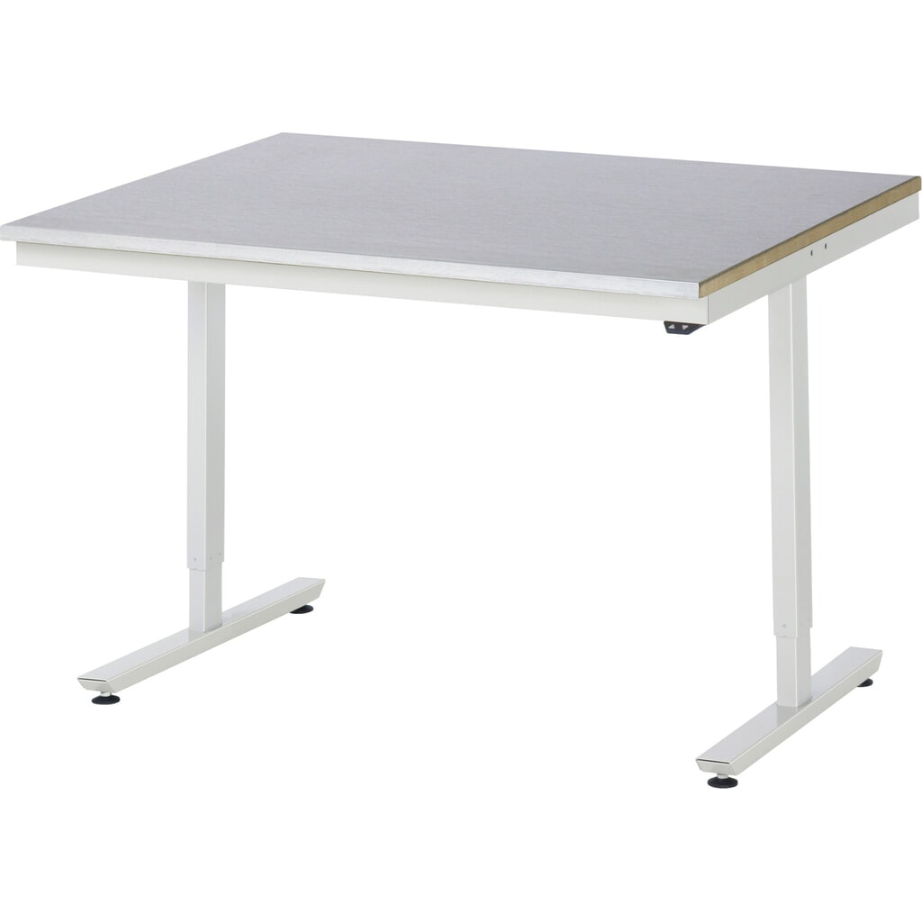 Obrázok výrobku: Elektrický, výškovo nastaviteľný pracovný stôl RAU série adlatus 300, v × š × h 720 – 1 120 × 1 250 × 1 000 mm, pracovná doska s povrchom z oceľového plechu