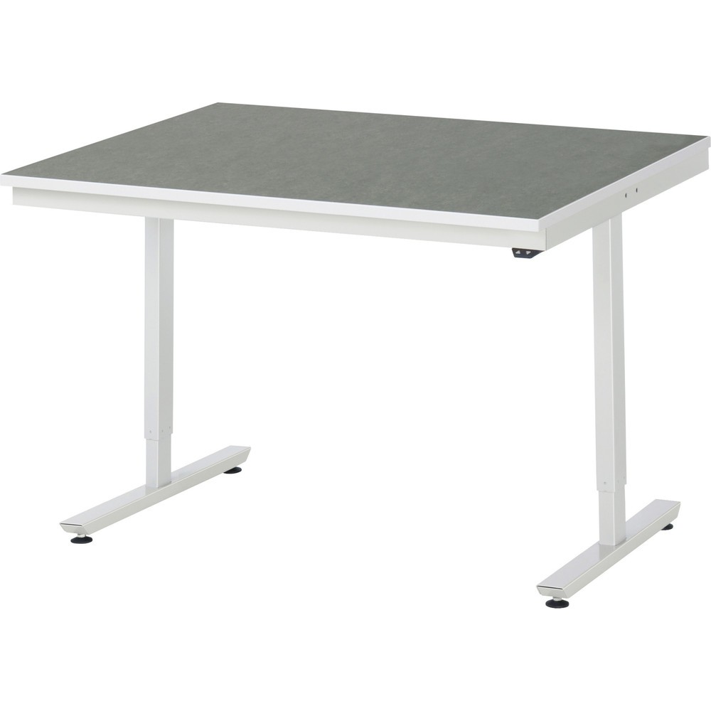 Obrázok výrobku: Elektrický, výškovo nastaviteľný pracovný stôl RAU série adlatus 300, v × š × h 720 – 1 120 × 1 250 × 1 000 mm, pracovná doska s univerzálnym/linoleovým povrch