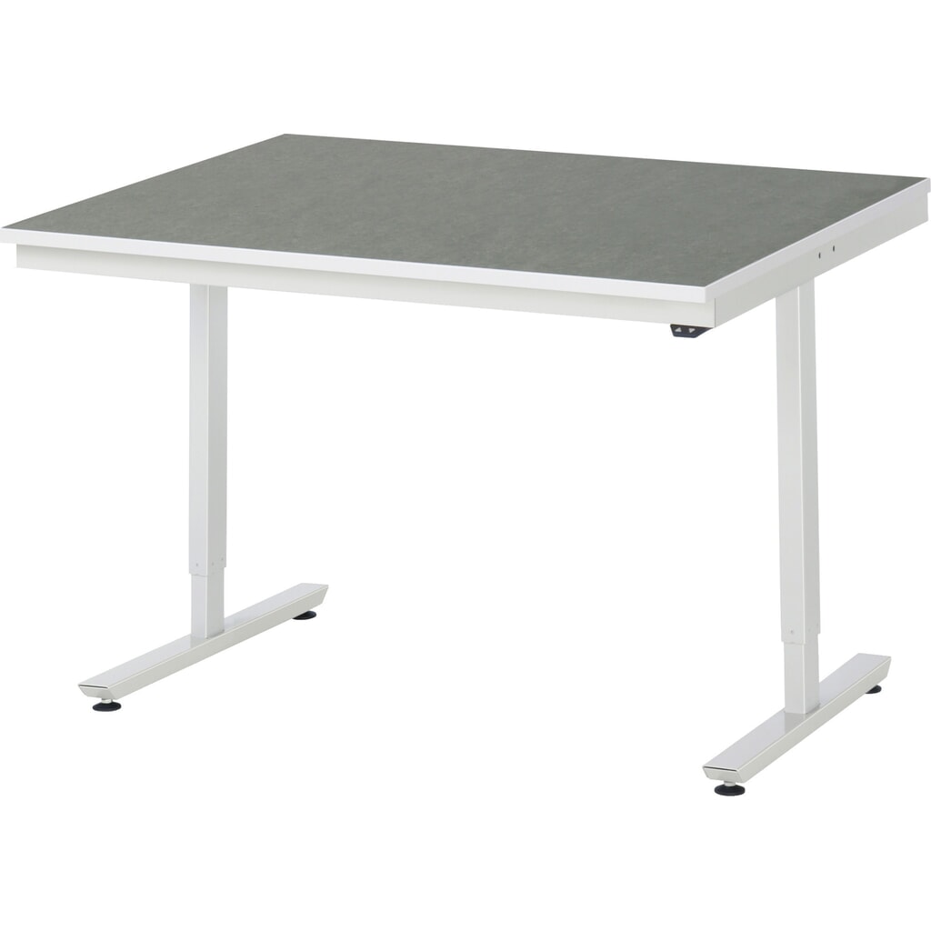 Obrázok výrobku: Elektrický, výškovo nastaviteľný pracovný stôl RAU série adlatus 300, v × š × h 720 – 1 120 × 1 250 × 1 000 mm, pracovná doska s univerzálnym/linoleovým povrch
