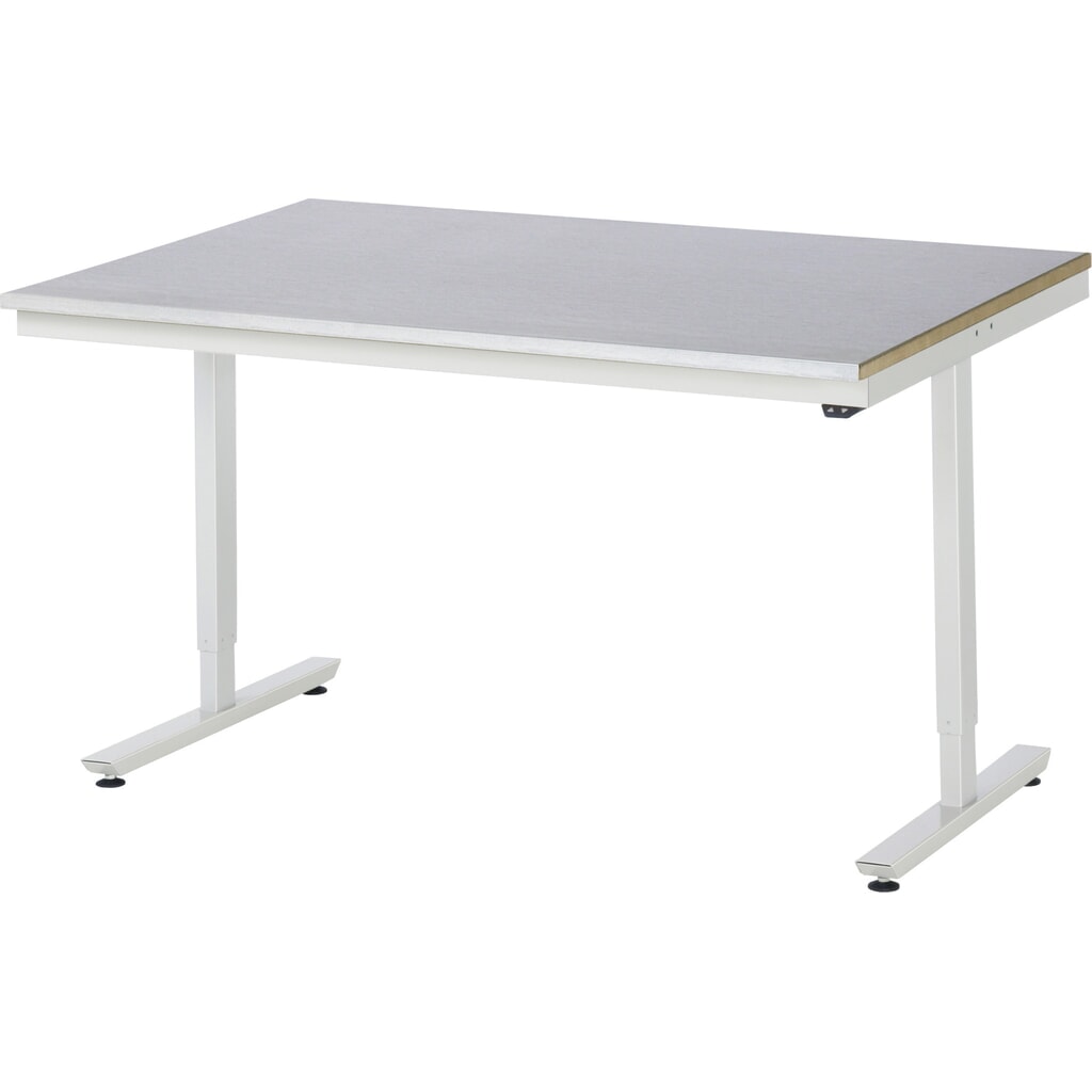 Obrázok výrobku: Elektrický, výškovo nastaviteľný pracovný stôl RAU série adlatus 300, v × š × h 720 – 1 120 × 1 500 × 1 000 mm, pracovná doska s povrchom z oceľového plechu