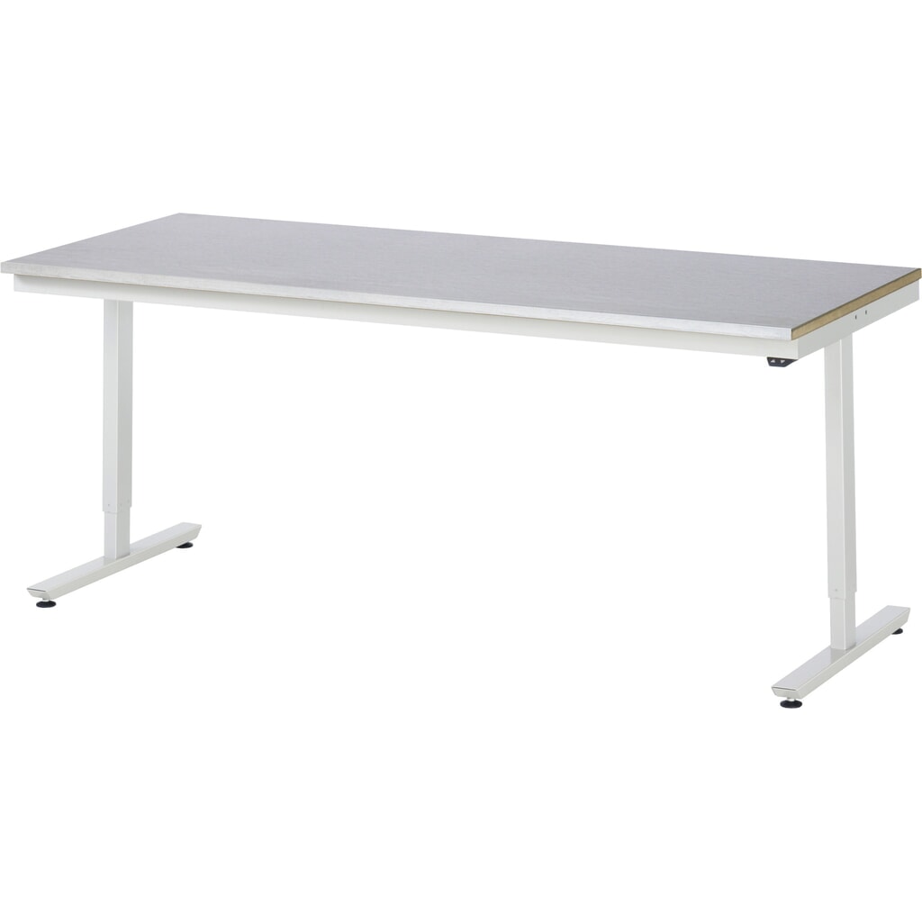 Obrázok výrobku: Elektrický, výškovo nastaviteľný pracovný stôl RAU série adlatus 300, v × š × h 720 – 1 120 × 2 000 × 800 mm, pracovná doska s povrchom z plechu z nehrdzavejúcej ocele