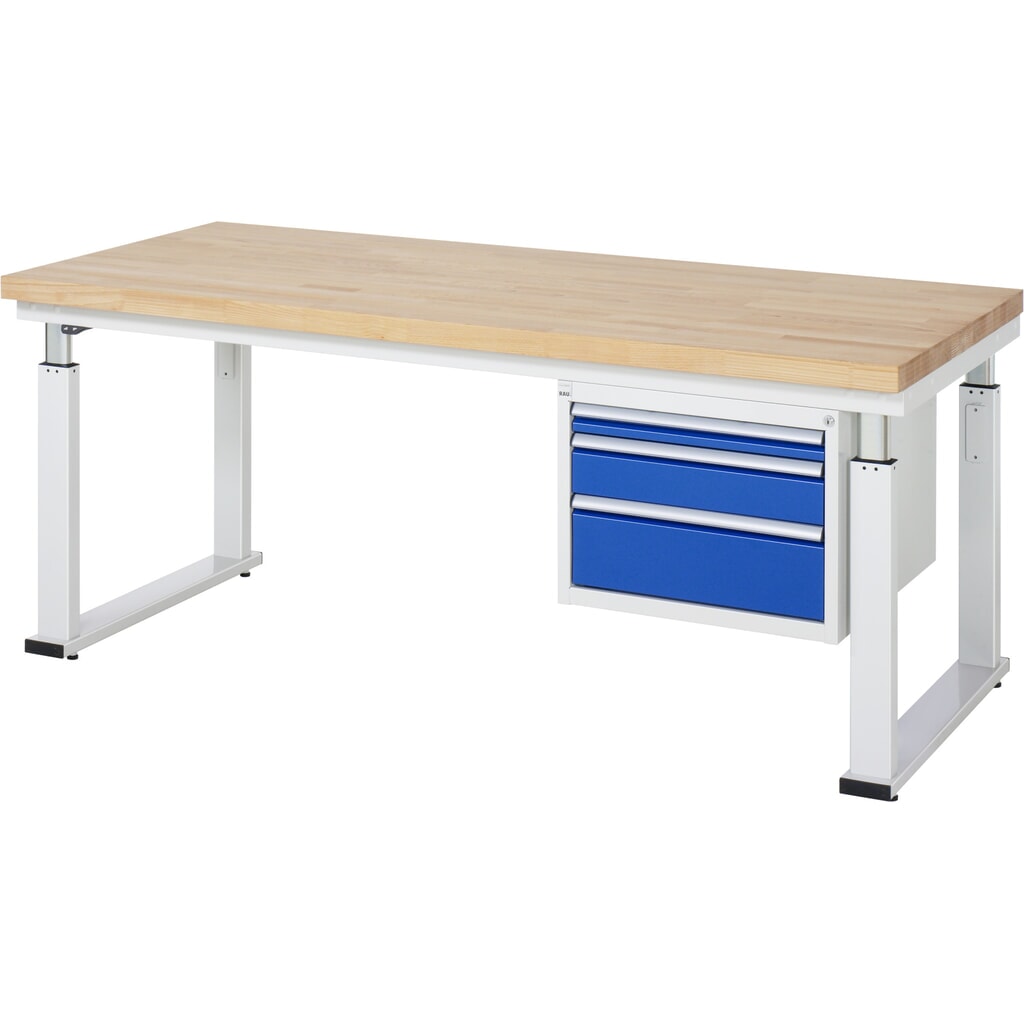 Číslo obrázka výrobku 11: Elektricky výškovo nastaviteľný pracovný stôl RAU série adlatus 600, v × š × h 740 – 1 140 × 2 000 × 700 mm, pracovná doska z bukového masívu