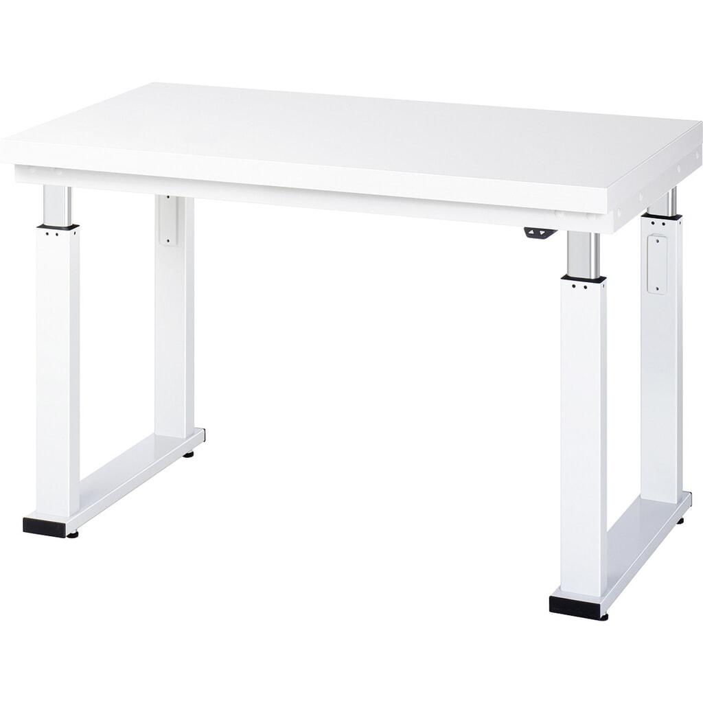 Obrázok výrobku: Elektricky výškovo nastaviteľný pracovný stôl RAU série adlatus 600, v × š × h 740 – 1 140 × 1 250 × 700 mm, pracovná doska s povrchom z tvrdého laminátu