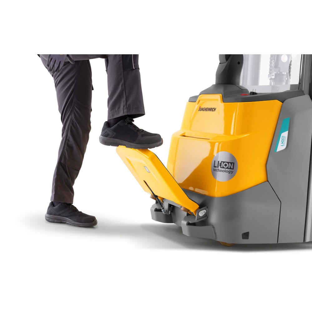 Číslo obrázka výrobku 5: Elektrický vysokozdvižný vozík Jungheinrich ERC 110zi ZT so stojacou plošinou, dvojnásobný teleskopický zdvihový mechanizmus, výška zdvihu 3 600 mm, nosnosť 1 000 kg, proporčná hydraulika, funkcia uchopenia dvoch paliet nad sebou