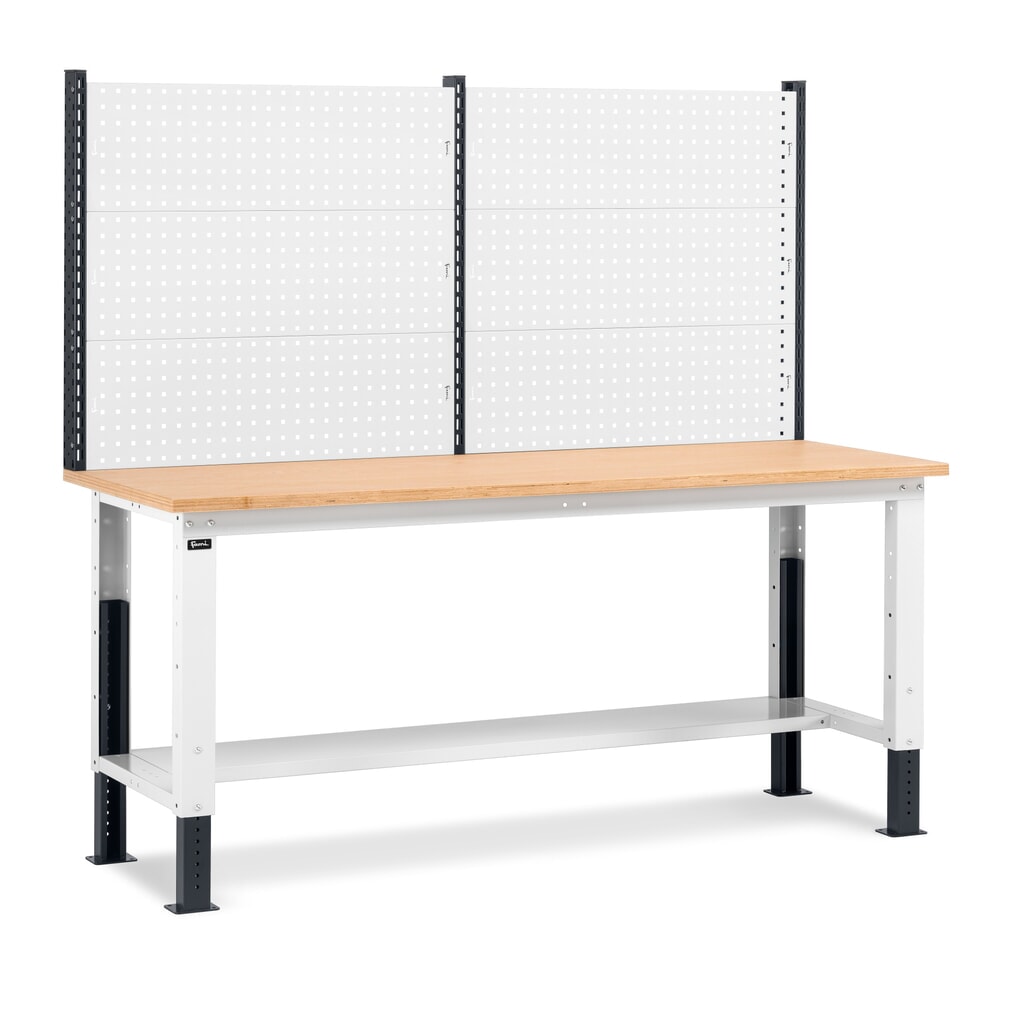 Fami pracovný stôl, výškovo nastaviteľný a s multifunkčnou stenou, nosnosť 1 000 kg, V x Š x H 740-1,110 x 2 000 x 750 mm, RAL 7035 svetlošedá/RAL 7016 antracitové Obrázok výrobku: Fami pracovný stôl, výškovo nastaviteľný a s multifunkčnou stenou, nosnosť 1 000 kg, V x Š x H 740-1,110 x 2 000 x 750 mm, RAL 7035 svetlošedá/RAL 7016 antracitové