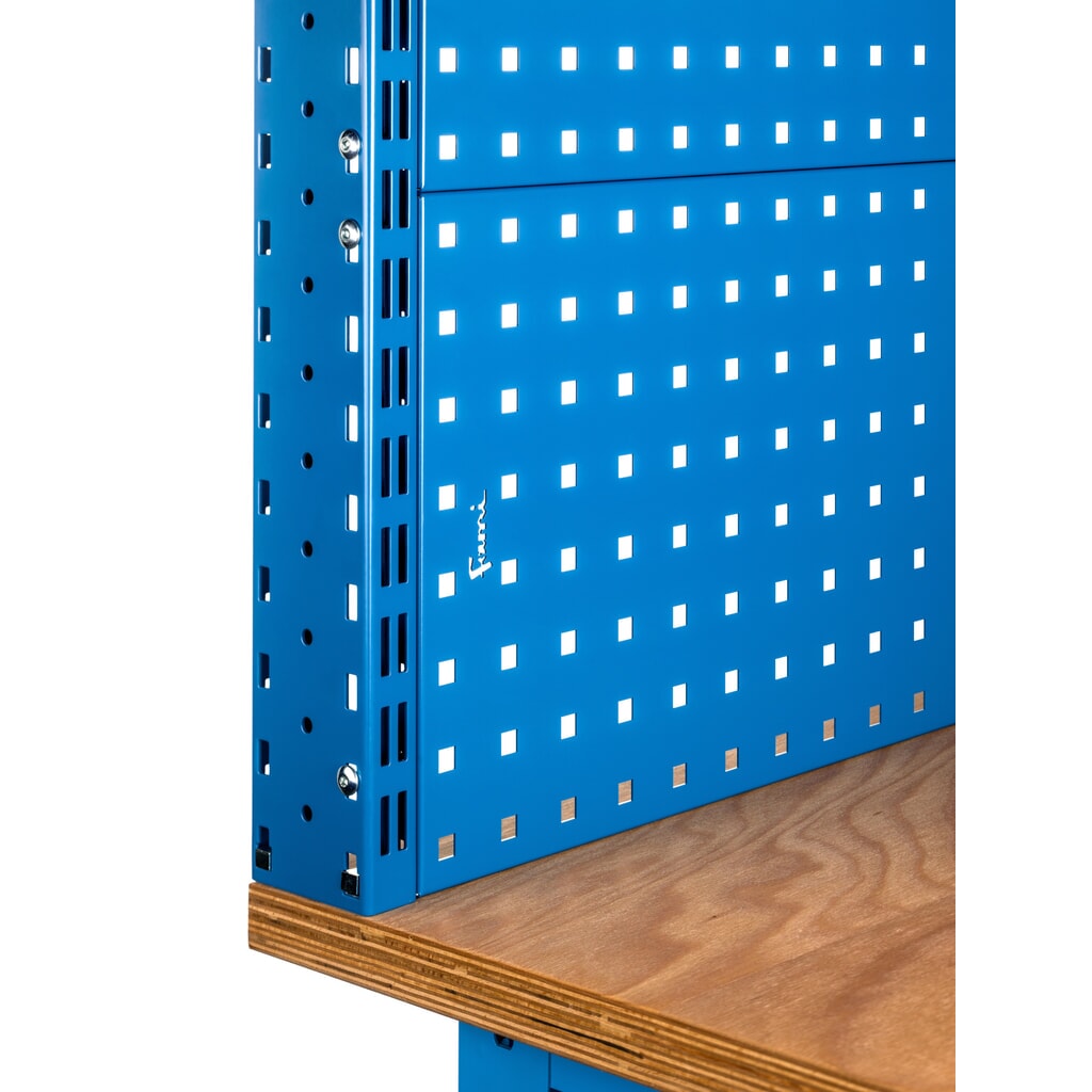 Fami pracovný stôl, výškovo nastaviteľná, s multifunkčnou stenou, 4 zásuvky a skrinka, nosnosť 1 000 kg, V x Š x H 740-1,110 x 1 500 x 750 mm, RAL 5012 svetlomodrá Číslo obrázka výrobku 2: Fami pracovný stôl, výškovo nastaviteľná, s multifunkčnou stenou, 4 zásuvky a skrinka, nosnosť 1 000 kg, V x Š x H 740-1,110 x 1 500 x 750 mm, RAL 5012 svetlomodrá