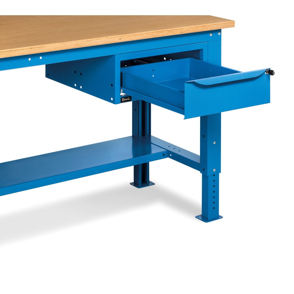 Fami pracovný stôl, výškovo nastaviteľná a 1 zásuvka, nosnosť 1 000 kg, V x Š x H 740-1,110 x 1 500 x 750 mm, RAL 5012 svetlomodrá Číslo obrázka výrobku 2: Fami pracovný stôl, výškovo nastaviteľná a 1 zásuvka, nosnosť 1 000 kg, V x Š x H 740-1,110 x 1 500 x 750 mm, RAL 5012 svetlomodrá