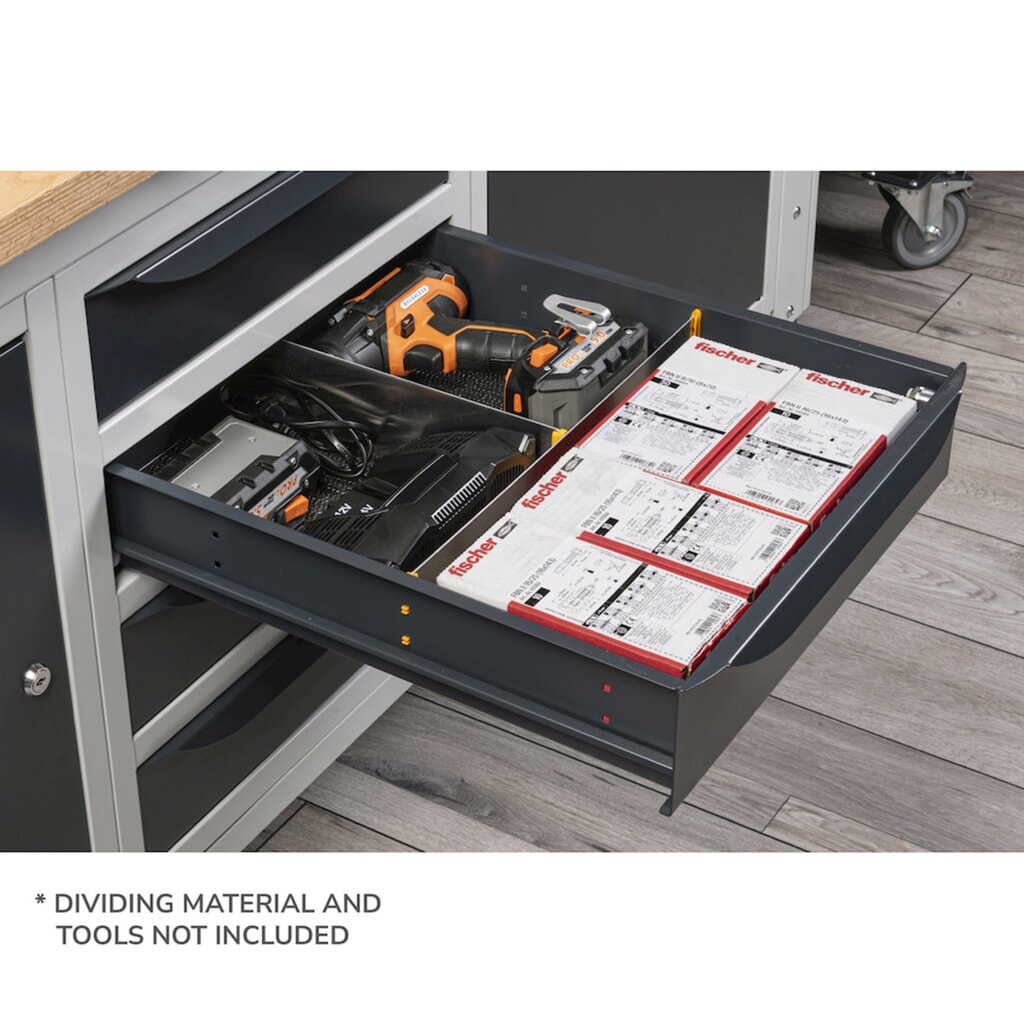 Fami pracovný stôl, výškovo nastaviteľná, 2 zásuvky a 2 skrinky, nosnosť 1 000 kg, V x Š x H 740-1,110 x 1 500 x 750 mm, RAL 7035 svetlošedá/RAL 7016 antracitové Číslo obrázka výrobku 3: Fami pracovný stôl, výškovo nastaviteľná, 2 zásuvky a 2 skrinky, nosnosť 1 000 kg, V x Š x H 740-1,110 x 1 500 x 750 mm, RAL 7035 svetlošedá/RAL 7016 antracitové