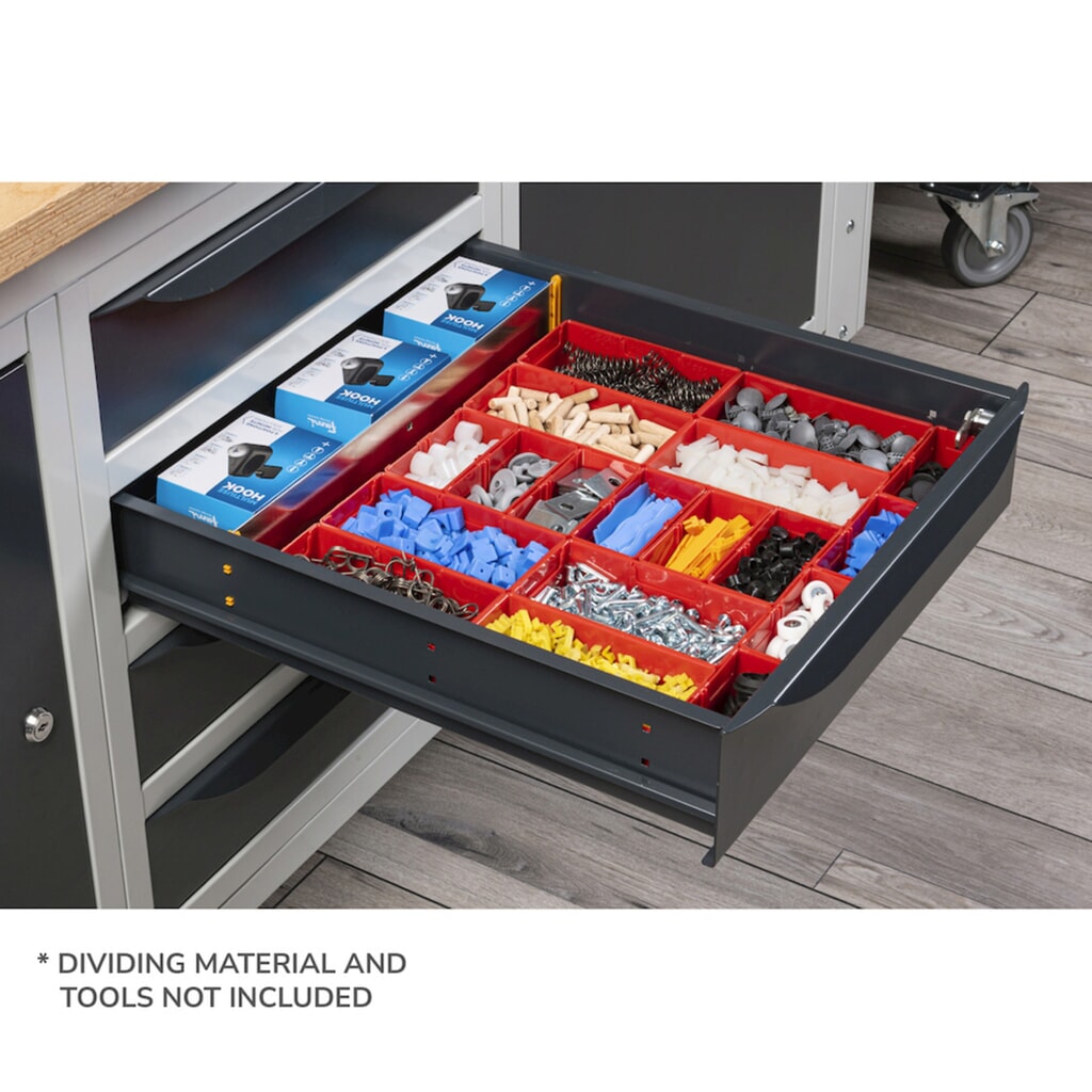 Fami pracovný stôl, výškovo nastaviteľná, 2 zásuvky a 2 skrinky, nosnosť 1 000 kg, V x Š x H 740-1,110 x 1 500 x 750 mm, RAL 7035 svetlošedá/RAL 7016 antracitové Číslo obrázka výrobku 4: Fami pracovný stôl, výškovo nastaviteľná, 2 zásuvky a 2 skrinky, nosnosť 1 000 kg, V x Š x H 740-1,110 x 1 500 x 750 mm, RAL 7035 svetlošedá/RAL 7016 antracitové
