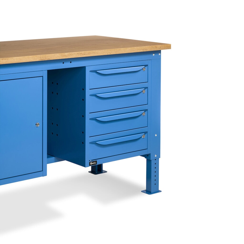 Fami pracovný stôl, výškovo nastaviteľná, 4 zásuvky a 1 skrinka, nosnosť 1 000 kg, V x Š x H 740-1,110 x 2 000 x 750 mm, RAL 5012 svetlomodrá Číslo obrázka výrobku 12: Fami pracovný stôl, výškovo nastaviteľná, 4 zásuvky a 1 skrinka, nosnosť 1 000 kg, V x Š x H 740-1,110 x 2 000 x 750 mm, RAL 5012 svetlomodrá