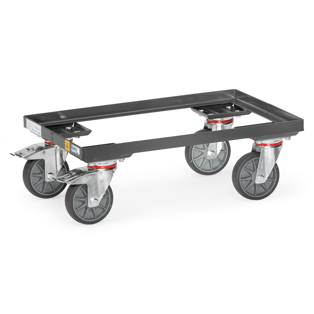 fetra® ESD Eurobox Roller, nosnosť 250 kg, ložná plocha 405 x 605 mm, bez podstavca Obrázok výrobku: fetra® ESD Eurobox Roller, nosnosť 250 kg, ložná plocha 405 x 605 mm, bez podstavca