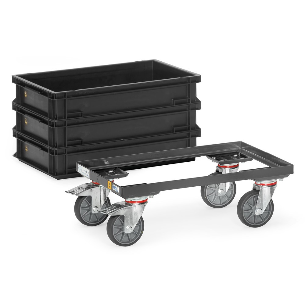 Číslo obrázka výrobku 2: fetra® ESD Eurobox Roller, nosnosť 250 kg, ložná plocha 405 x 605 mm, bez podstavca