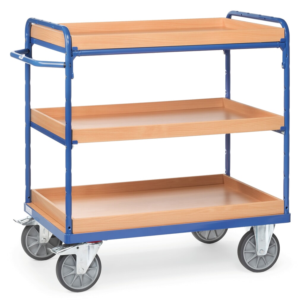 Číslo obrázka výrobku 1: policový vozík fetra® s úložnými krabicami, 3 úrovne 850 x 500 mm, výška 1,111 mm