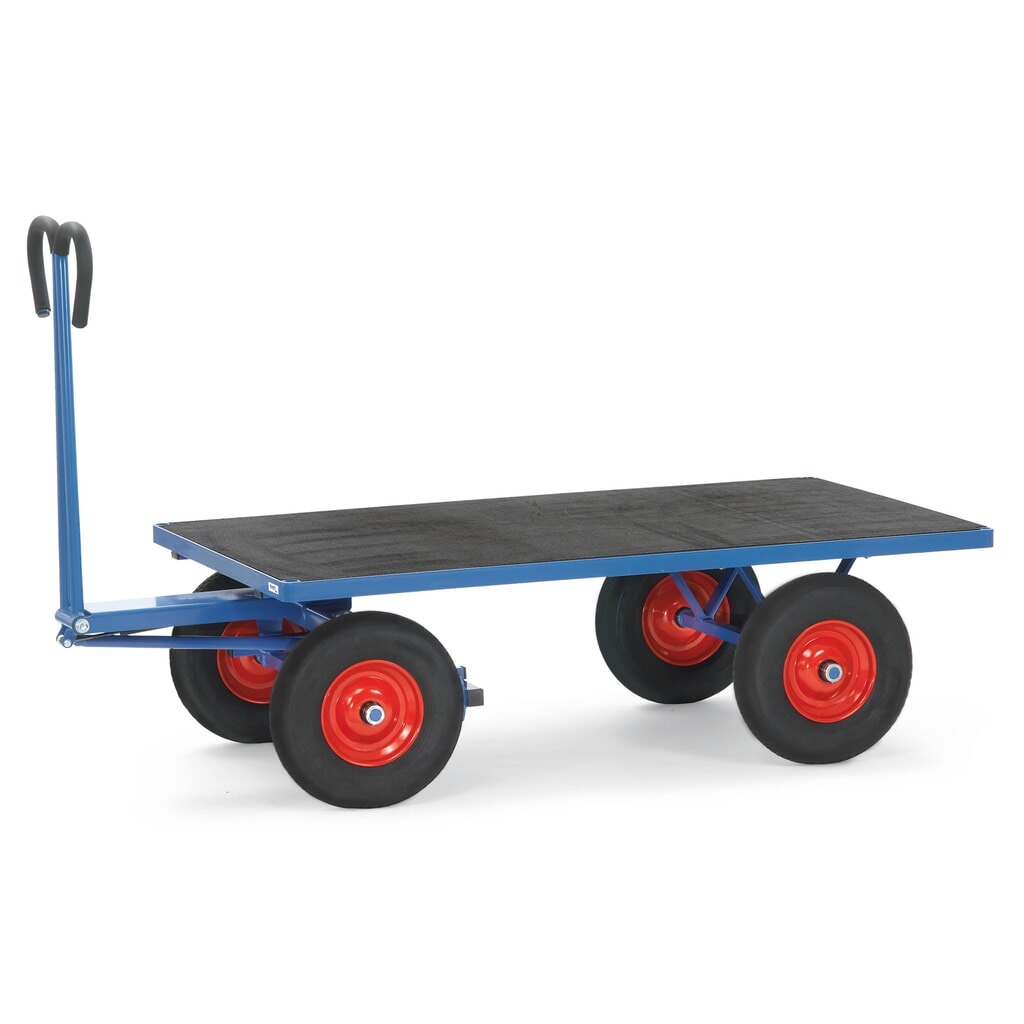 Ručný plošinový vozík fetra® bez stien, ložná plocha Š x H 800 x 1 200 mm, nosnosť 1 000 kg, pneumatiky z masívnej gumy Obrázok výrobku: Ručný plošinový vozík fetra® bez stien, ložná plocha Š x H 800 x 1 200 mm, nosnosť 1 000 kg, pneumatiky z masívnej gumy