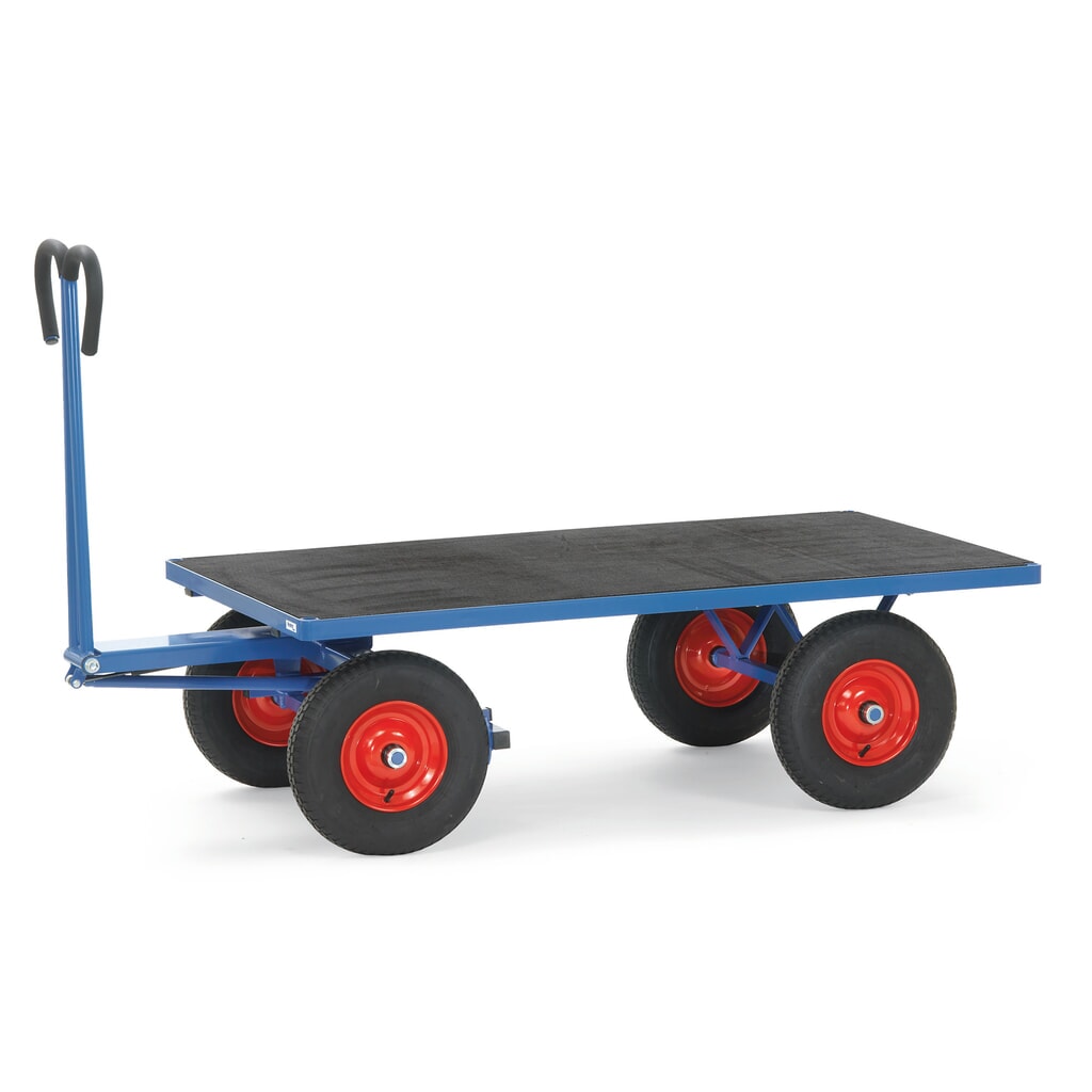 Ručný plošinový vozík fetra® bez stien, ložná plocha Š x H 800 x 1 200 mm, nosnosť 1.000 kg, vzduchové pneumatiky Obrázok výrobku: Ručný plošinový vozík fetra® bez stien, ložná plocha Š x H 800 x 1 200 mm, nosnosť 1.000 kg, vzduchové pneumatiky