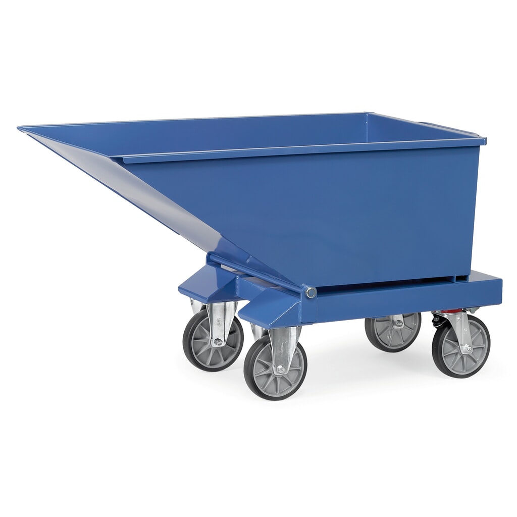 fetra® vyklápacie preskočenie s kolesami, objem 0,25 m³, modrá Číslo obrázka výrobku 1: fetra® vyklápacie preskočenie s kolesami, objem 0,25 m³, modrá