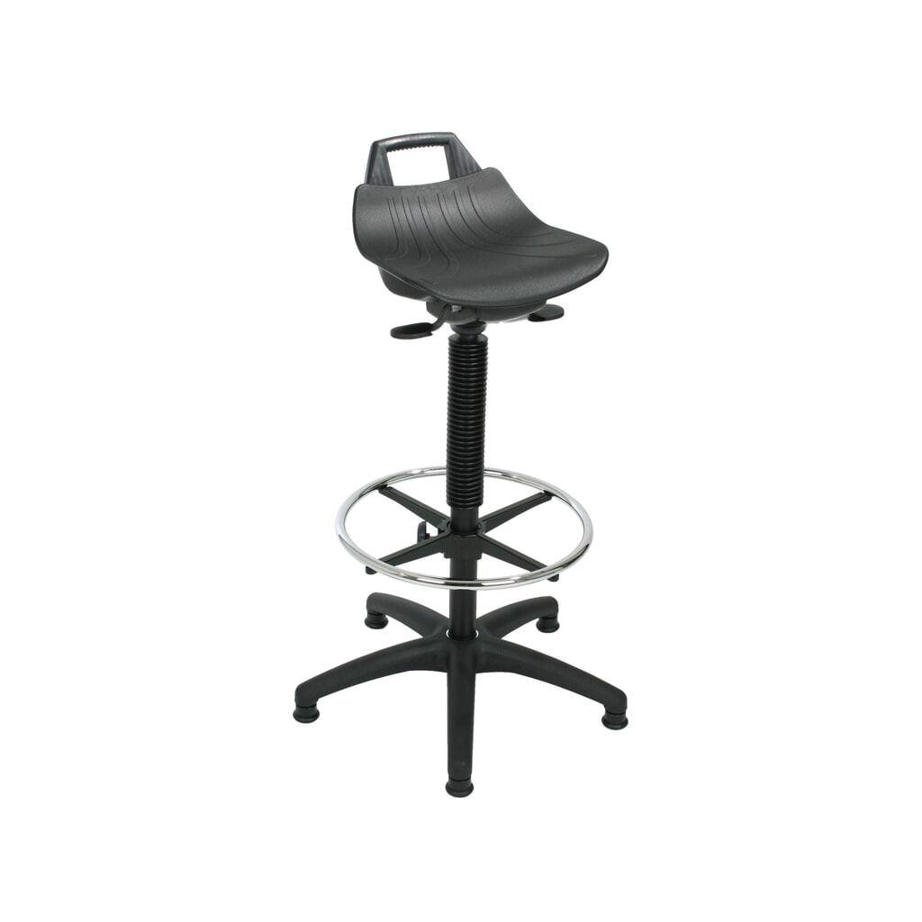Stolička HEMMDAL Premium, PP sedadlo, výška sedadla 630 – 890 mm, podlahové klzáky, oporný kruh na nohy Obrázok výrobku: Stolička HEMMDAL Premium, PP sedadlo, výška sedadla 630 – 890 mm, podlahové klzáky, oporný kruh na nohy