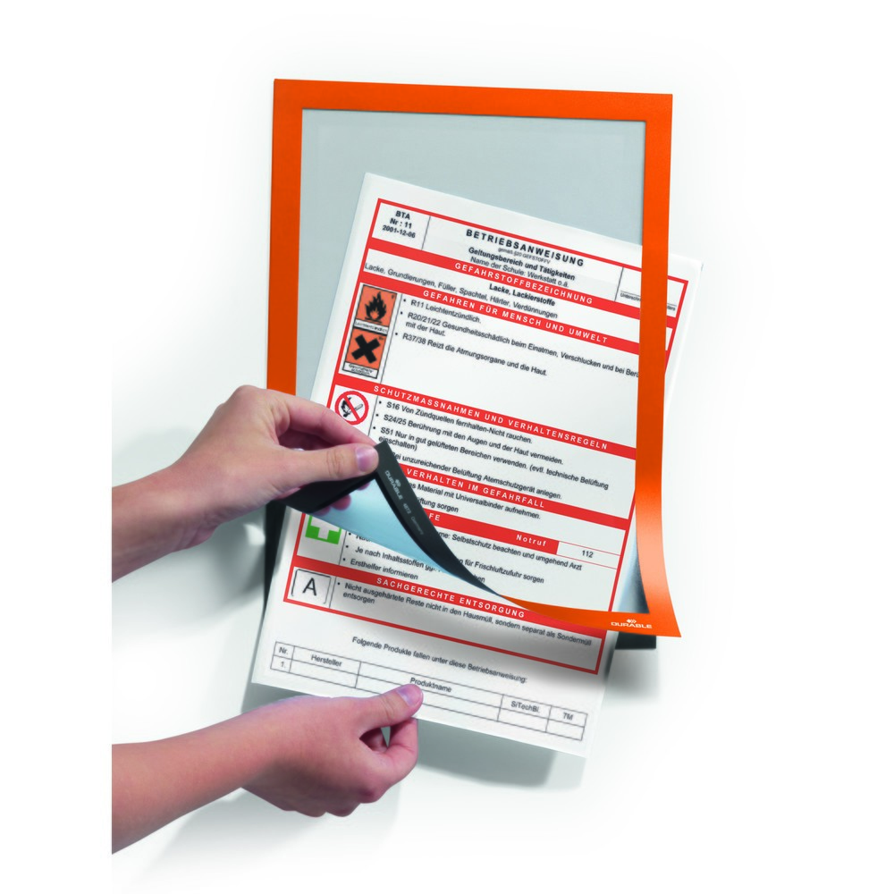 Číslo obrázka výrobku 9: Informačný rám DURABLE DURAFRAME®, samolepiaci, DIN A4, oranžový