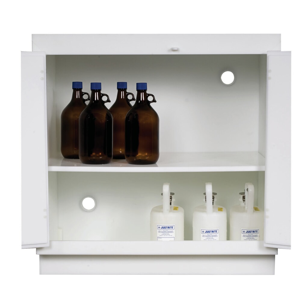 Justrite® PE chemická skriňa, v × š × h 910 × 910 × 550 mm, 1 nastaviteľná polica, manuálne zatváranie Číslo obrázka výrobku 2: Justrite® PE chemická skriňa, v × š × h 910 × 910 × 550 mm, 1 nastaviteľná polica, manuálne zatváranie