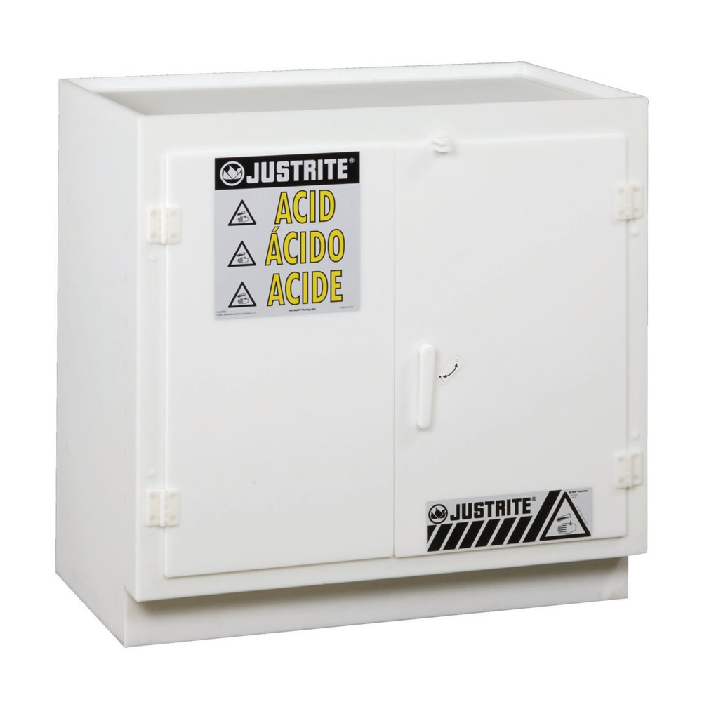 Obrázok výrobku: Justrite® PE kyslá skrinka, V x Š x H 930 x 910 x 550 mm, 1 polica, ručné zatváranie