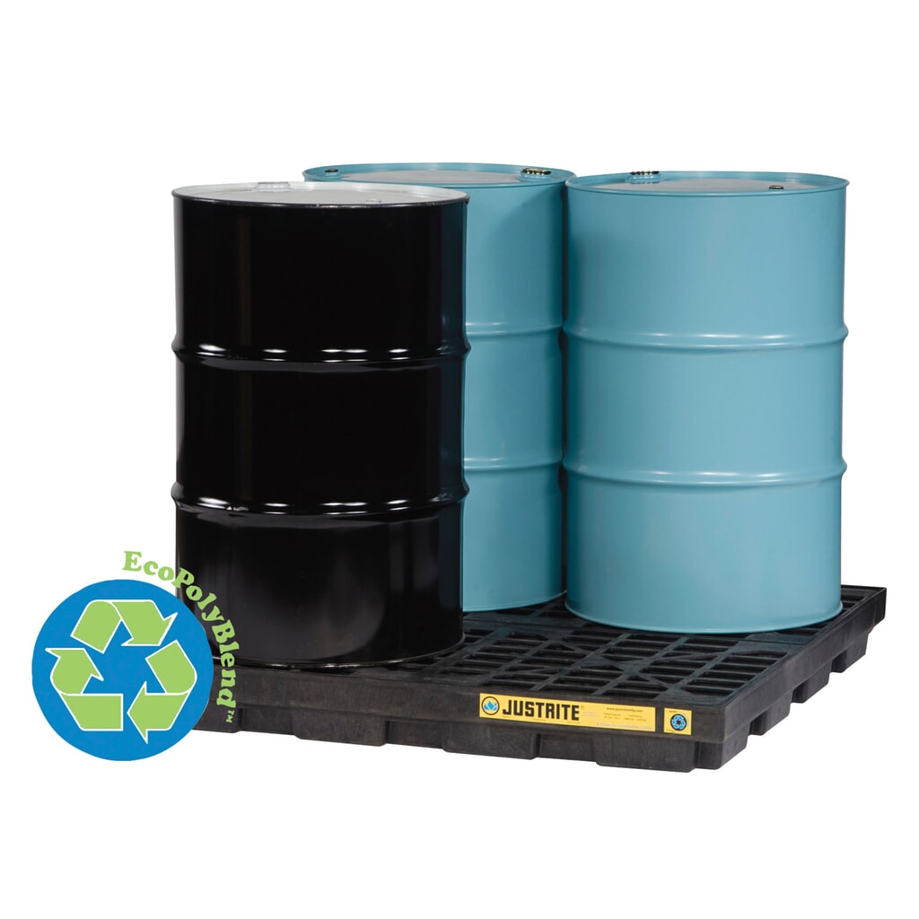 Justrite® plochá záchytná vaňa z PE pre 4 sudy s objemom 200 l, záchytný objem 185 l, čierna Číslo obrázka výrobku 2: Justrite® plochá záchytná vaňa z PE pre 4 sudy s objemom 200 l, záchytný objem 185 l, čierna