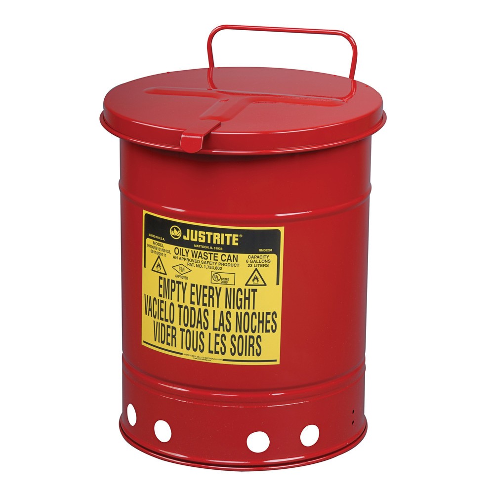 Číslo obrázka výrobku 1: Justrite Manual Workbench Collector kontajner, červená, 34 Liter