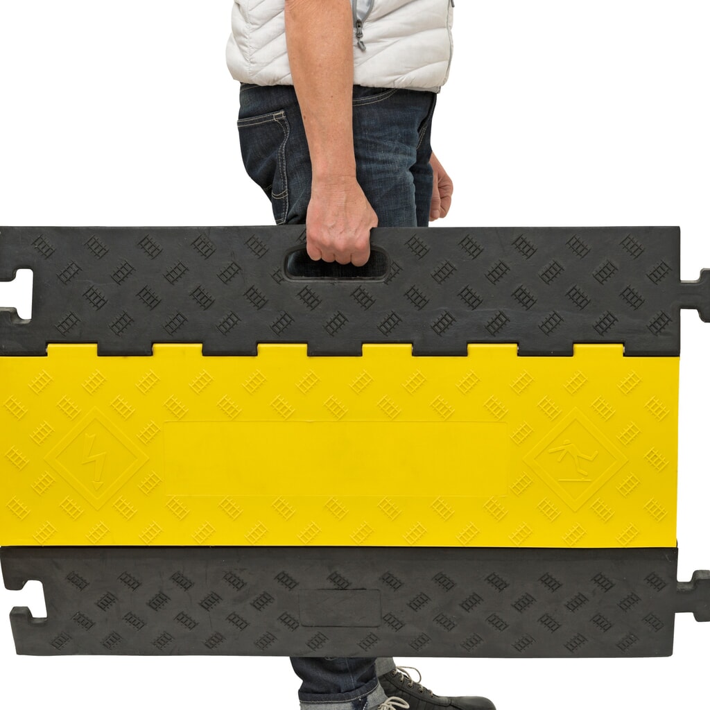 Káblový mostík s 5 šachtami, zasúvateľný, V x Š x H 50 x 900 x 500 mm, čierna/žltá Číslo obrázka výrobku 6: Káblový mostík s 5 šachtami, zasúvateľný, V x Š x H 50 x 900 x 500 mm, čierna/žltá