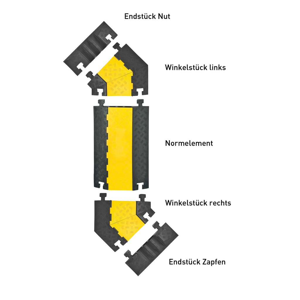 Číslo obrázka výrobku 4: Káblový mostík s 5 šachtami, zasúvateľný, V x Š x H 50 x 900 x 500 mm, čierna/žltá