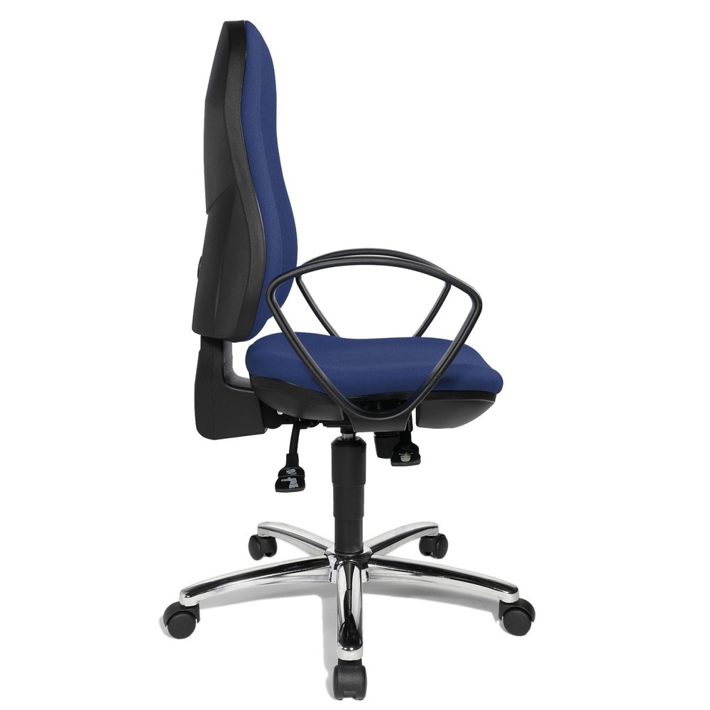Číslo obrázka výrobku 5: Kancelárska otočná stolička Topstar® Syncro-Steel II, čalúnené operadlo, modré
