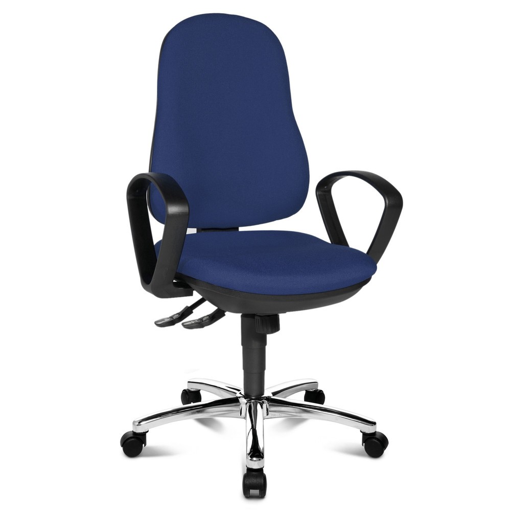 Číslo obrázka výrobku 6: Kancelárska otočná stolička Topstar® Syncro-Steel II, čalúnené operadlo, modré