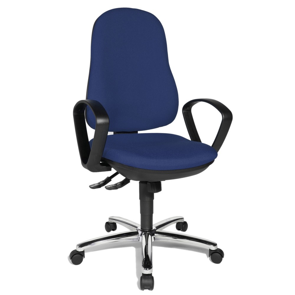 Číslo obrázka výrobku 7: Kancelárska otočná stolička Topstar® Syncro-Steel II, čalúnené operadlo, modré