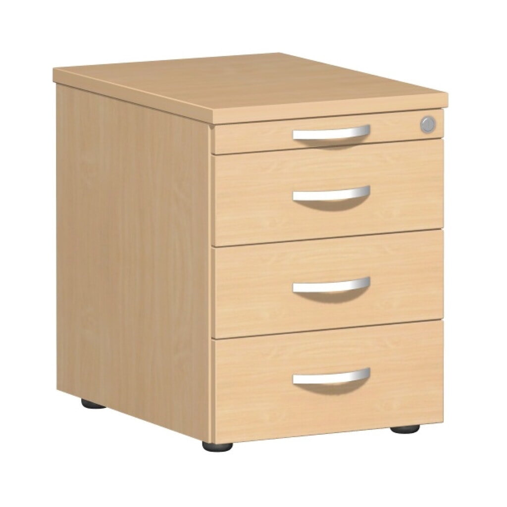 Kontajner na kolieskach Lissabon, v x š x h 566 x 600 x 430 mm, 3 plastové zásuvky, buk Obrázok výrobku: Kontajner na kolieskach Lissabon, v x š x h 566 x 600 x 430 mm, 3 plastové zásuvky, buk
