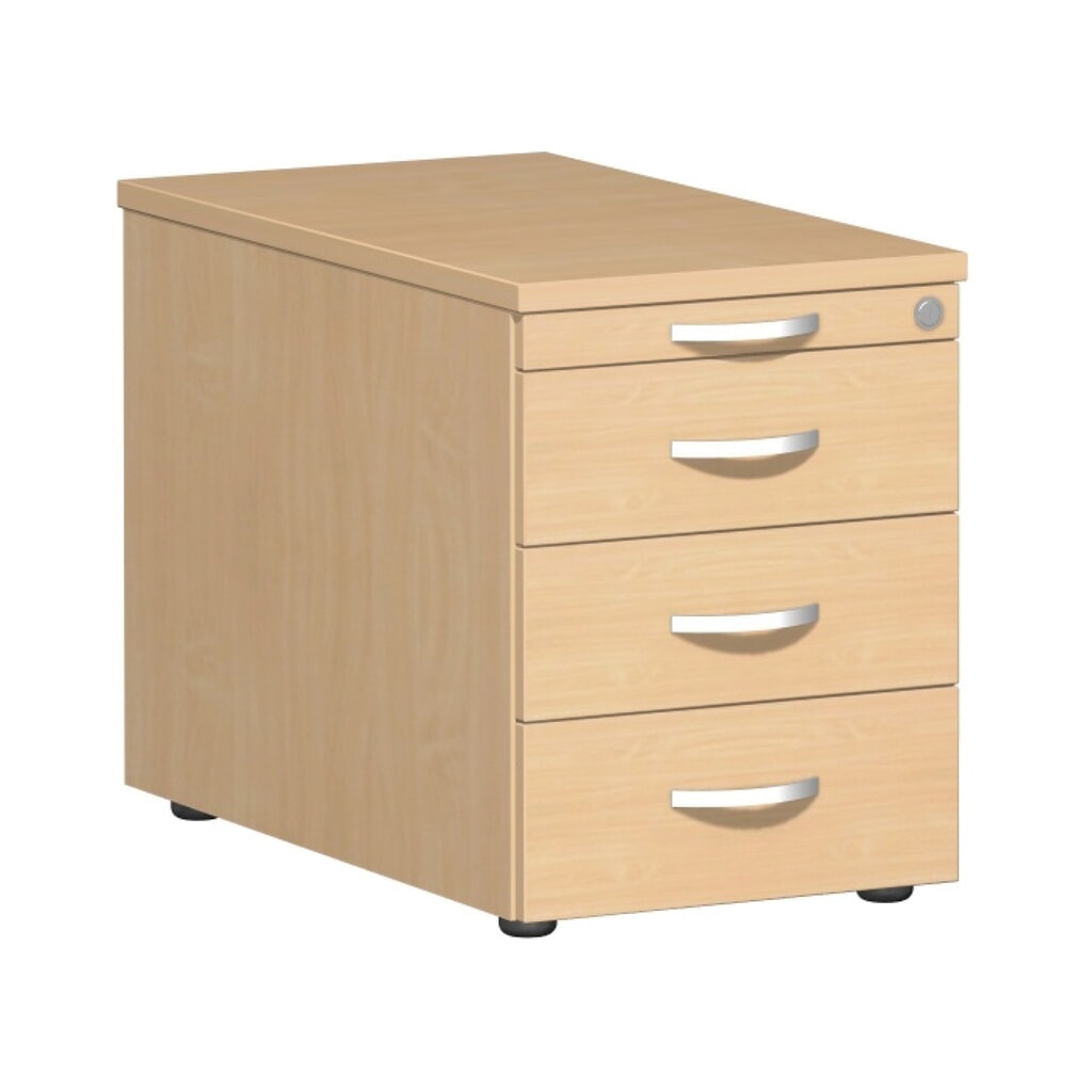 Lisabonská rolovacia nádoba, V x Š x H 566 x 800 x 430 mm, 3 kovové zásuvky, buk Obrázok výrobku: Lisabonská rolovacia nádoba, V x Š x H 566 x 800 x 430 mm, 3 kovové zásuvky, buk