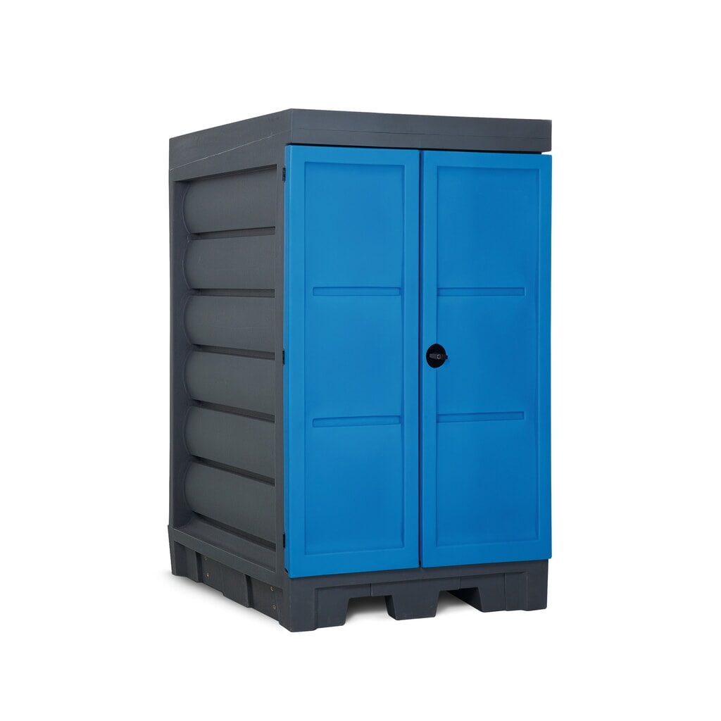 Kontajner na skladovanie nebezpečných látok z PE, v × š × h 1 980 × 1 140 × 1 480 mm, 2 × 200 l Obrázok výrobku: Kontajner na skladovanie nebezpečných látok z PE, v × š × h 1 980 × 1 140 × 1 480 mm, 2 × 200 l