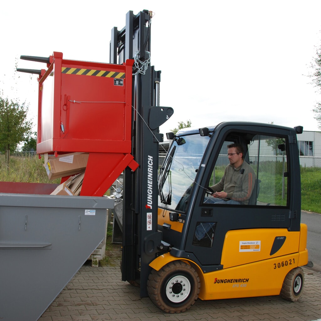 Číslo obrázka výrobku 3: Kontajner s vyklápacím dnom Bauer®, stohovateľný po 3 kusoch, pozinkovaný, nosnosť 1 250 kg, objem 1 m³