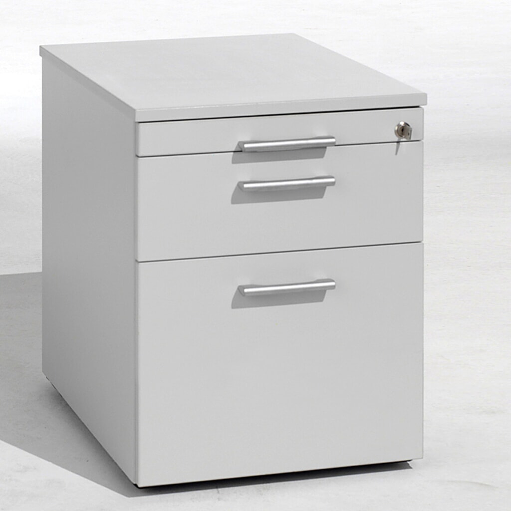 Lisabon mobilný kontajner so závesným registrom, V x Š x H 566 x 600 x 430 mm, plastové zásuvky, svetlošedá Obrázok výrobku: Lisabon mobilný kontajner so závesným registrom, V x Š x H 566 x 600 x 430 mm, plastové zásuvky, svetlošedá