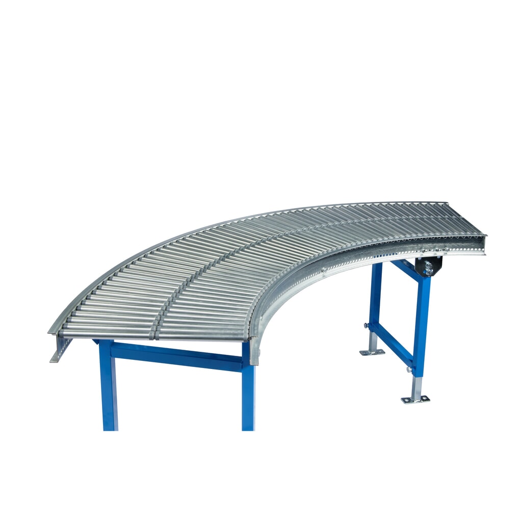 Malý valčekový dopravník, rúrkové oceľové valčeky, 90° krivka, šírka pásu 200 mm, stredová vzdialenosť 25 mm Obrázok výrobku: Malý valčekový dopravník, rúrkové oceľové valčeky, 90° krivka, šírka pásu 200 mm, stredová vzdialenosť 25 mm