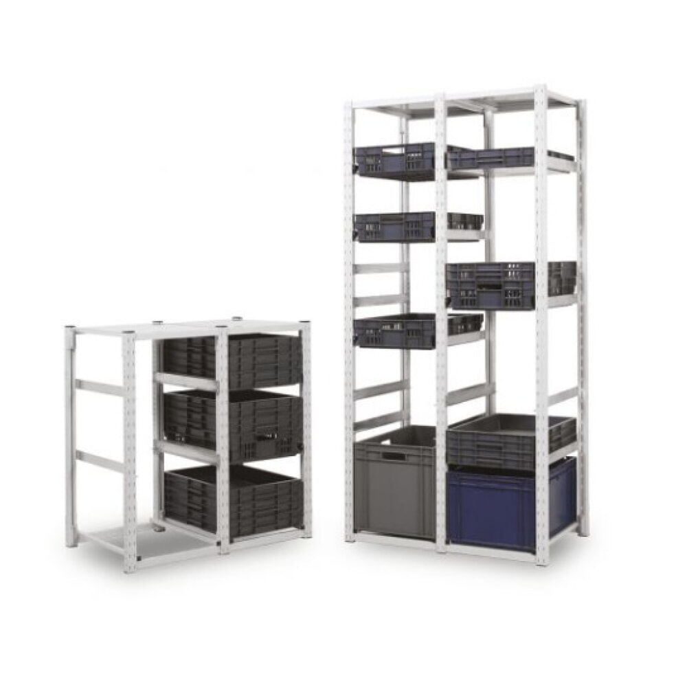 Číslo obrázka výrobku 1: ManOrga Regál s nádobami na euroboxy, základné pole, v × š × h 2 000 × 407 × 600 mm