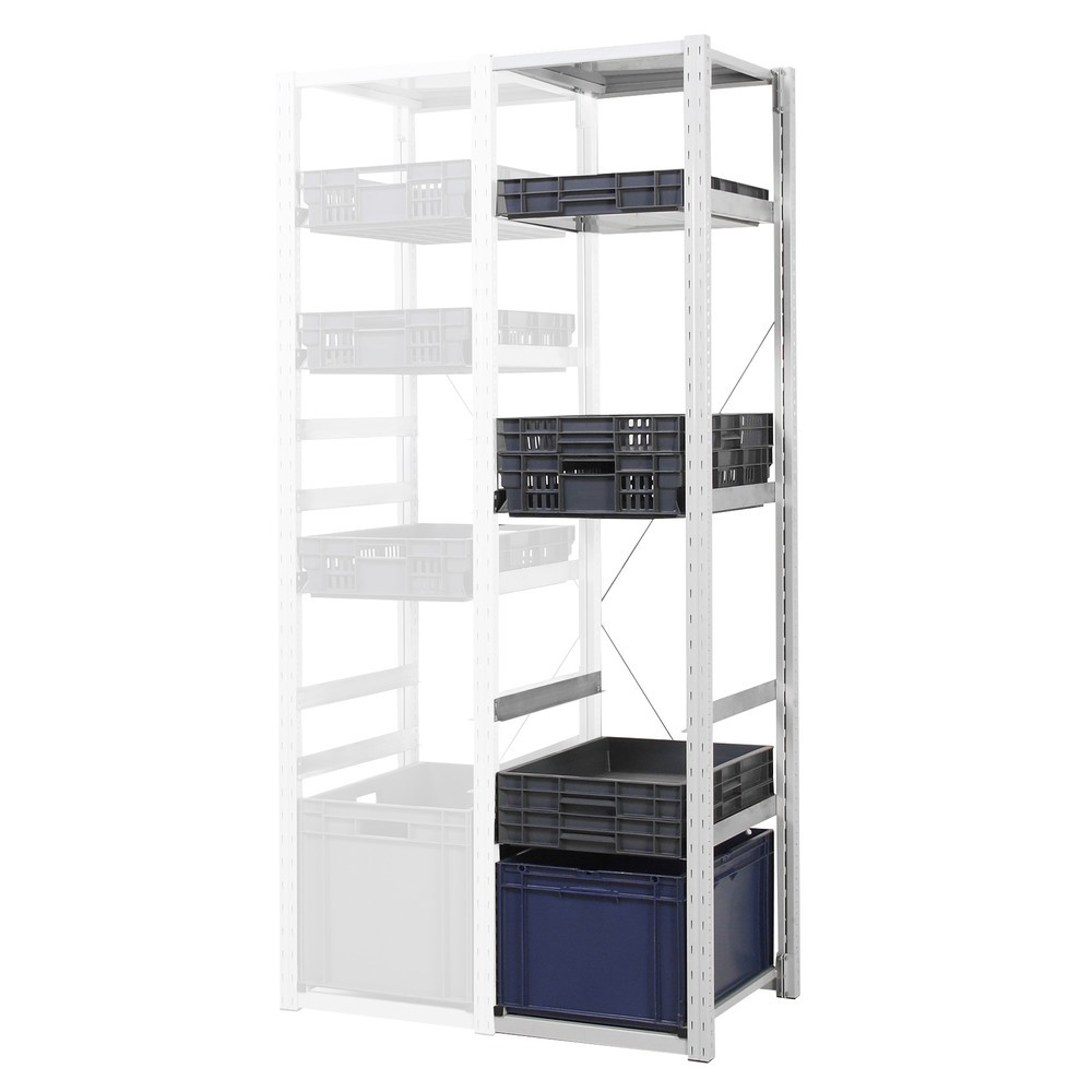Číslo obrázka výrobku 2: ManOrga Regál s nádobami na euroboxy, nadstavbové pole, v × š × h 2 000 × 307 × 400 mm