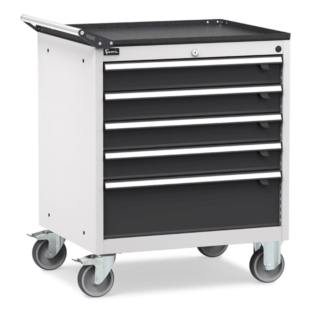 Číslo obrázka výrobku 2: Mobilná zásuvková skriňa Fami FLEXA, 5 zásuviek, v × š × h 853 × 794 × 600 mm, svetlosivá, antracitová